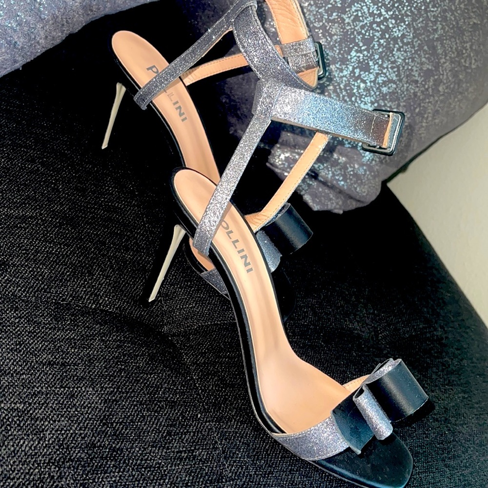 Pollini Italian metallic fabric in size 8 (38.5) Nvrworn orig box